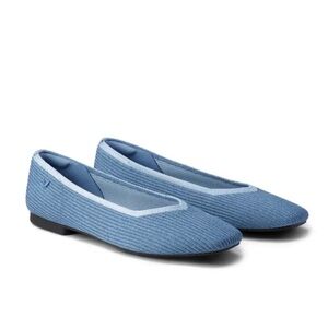 Vivaia | Margot 2.0 Square Toe Ballet Flats in Denim Blue Size 9